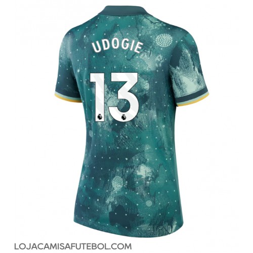 Camisa de Futebol Tottenham Hotspur Destiny Udogie #13 Equipamento Alternativo Mulheres 2024-25 Manga Curta